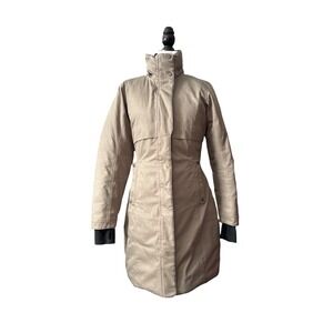 Columbia Omni-Heat Down Parka Jacket Tan Waterproof Herringbone Women's Small